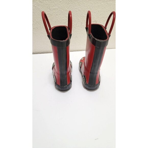 Target Cars Themed Kids Rain Boots Size 6 With Handles & Fun Racing Design - Picture 4 of 7